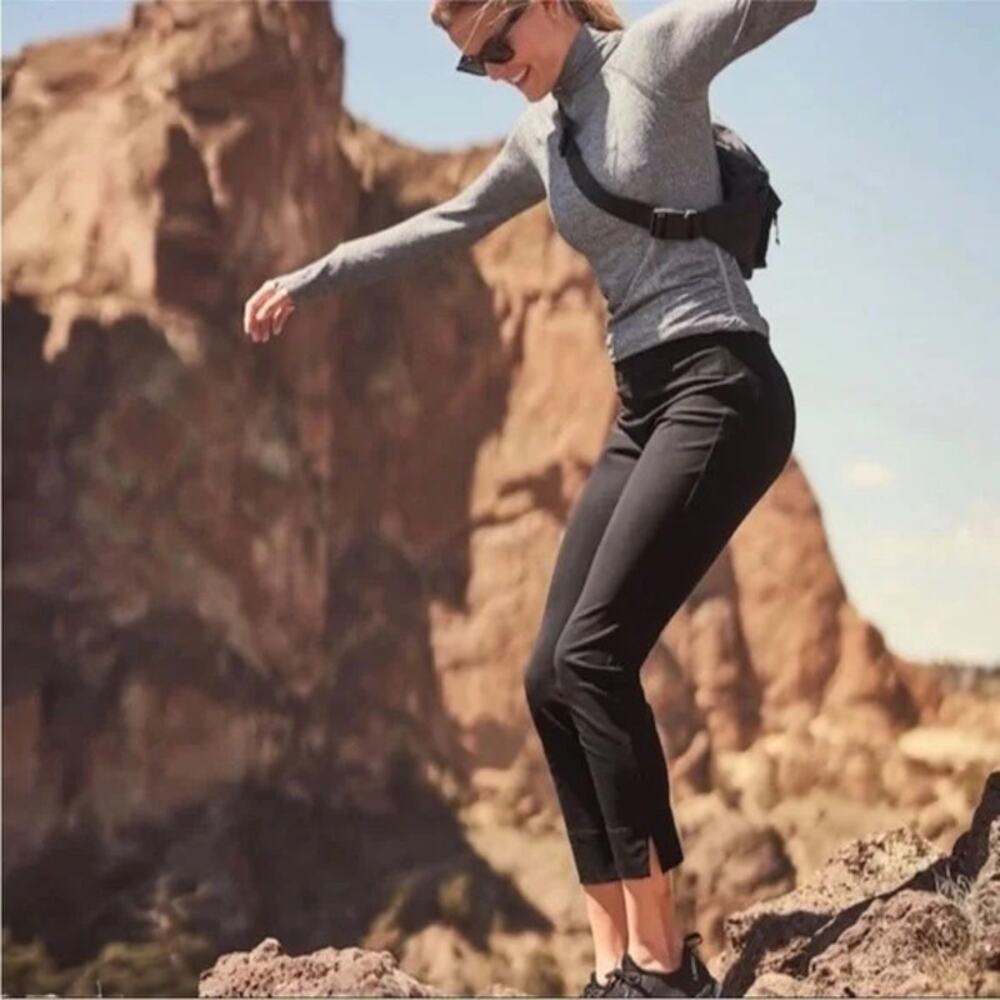 Athleta Wander Slim Pants Black High Rise Stretch Womens 4 Athleisure Workwear